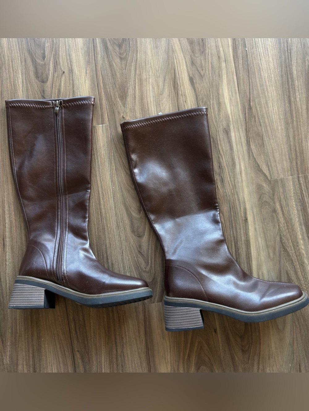 Brown Faux Leather Boots